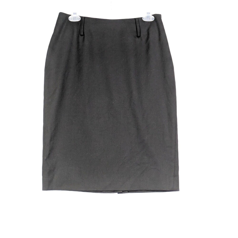 Anne Klein Black Pencil Skirt Size 6 Stretch Lined Back Slit Belt Loops